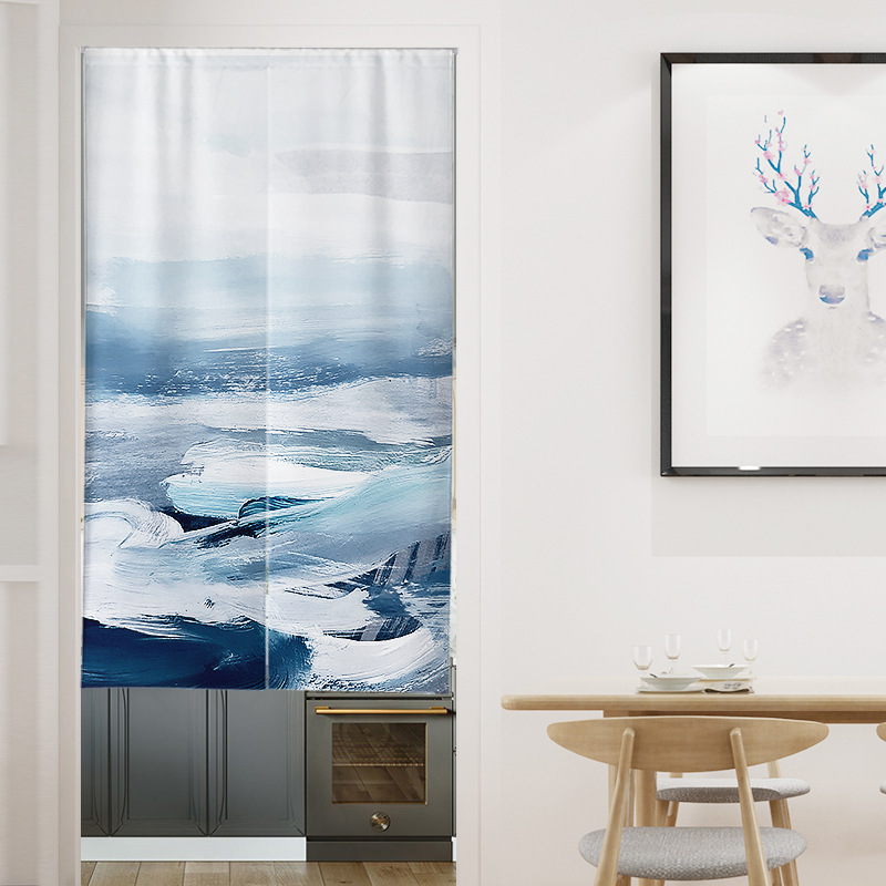 Scandinavian Ins Door Curtain Cotton and Linen Fabric Bedroom Kitchen Partition Curtain Blocking Curtain Feng Shui Half Curtain Bathroom Curtain