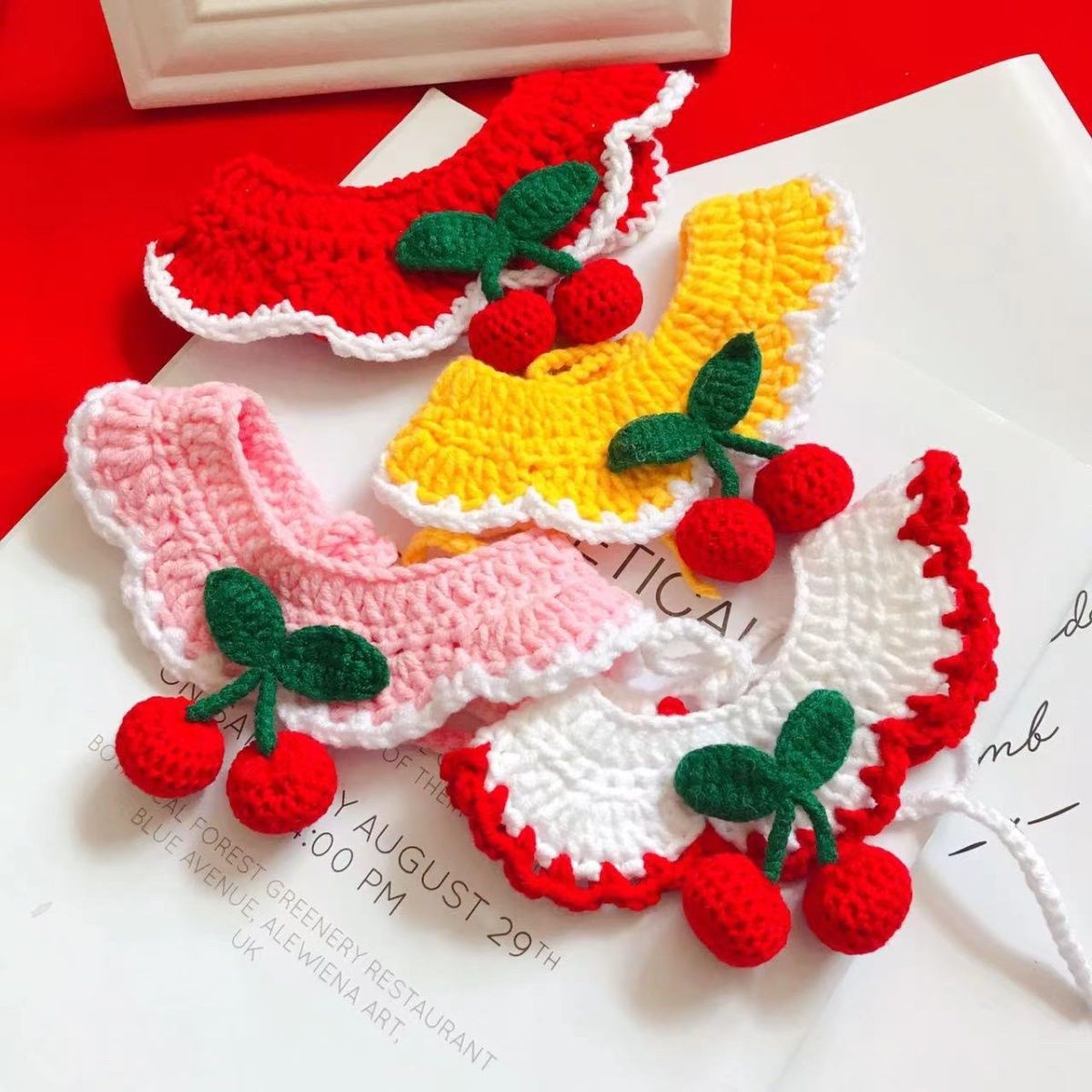 Sweet Knit Cherry Pet Scarf display picture 2