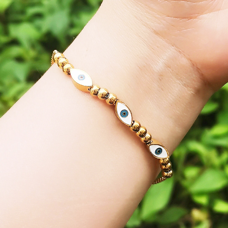Simple Style Eye Titanium Steel Enamel Bracelets 1 Piece