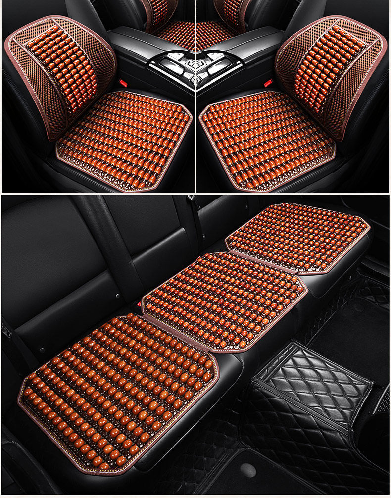 Car Wooden Bead Lumbar Support Cushion for Driving, Backrest Cushion for Driver's Seat, Breathable Lumbar Support for Summer