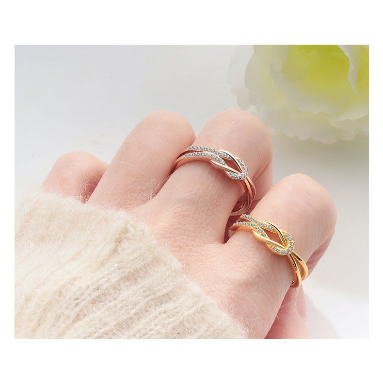 925 Sterling Silver Material 18K Gold Plated 925 Sterling Silver Zircon Knot Rings 925 Sterling Silver Rings