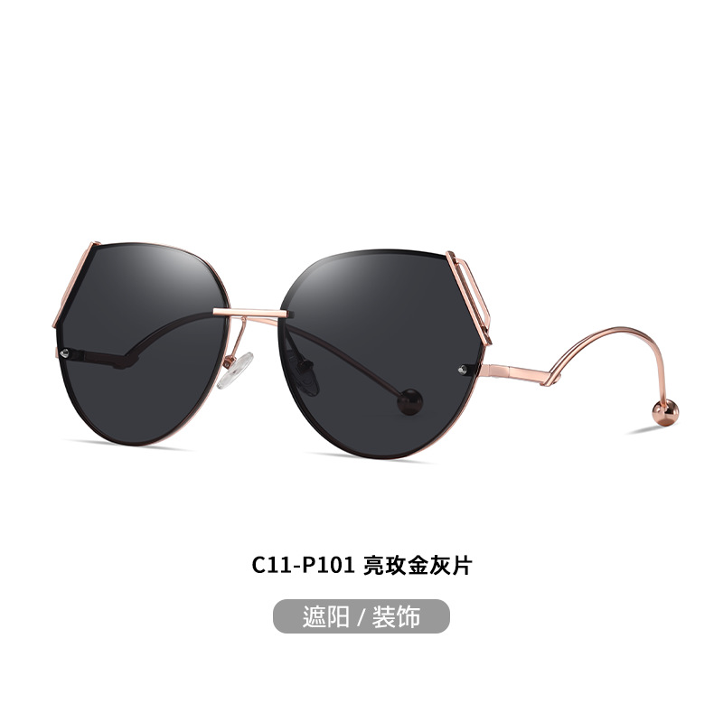 JS8567 HD nylon degradado gris Rosa gafas de sol nuevas gafas de sol sin marco de las mujeres avanzadas a prueba de rayos UV