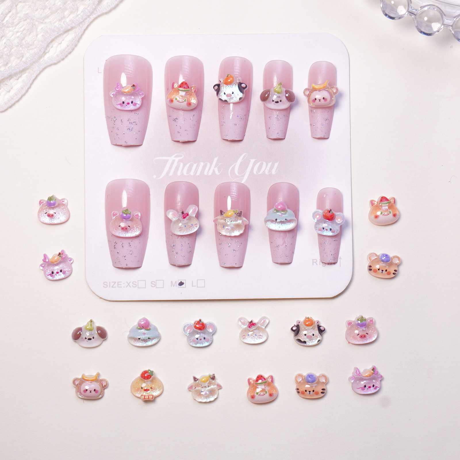 Cute Ice-Clear Twelve Zodiac Japanese-Style Cartoon Nail Art Decorations Resin Small Accessories DIY Materials Nail Decoration Accessories
