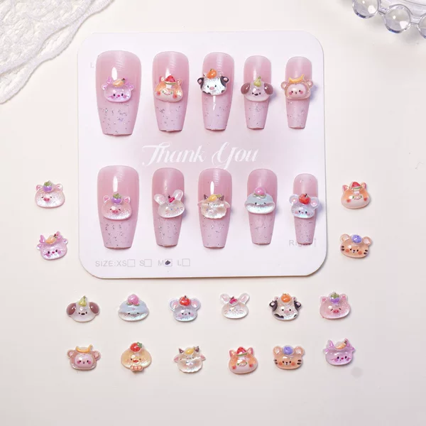 Cute Ice-Clear Twelve Zodiac Japanese-Style Cartoon Nail Art Decorations Resin Small Accessories DIY Materials Nail Decoration Accessories