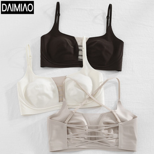 Spring new cross seamless beautiful back underwear women's bra small chest gathered not empty cup rabbit ears inner wear outer wear wrap chest