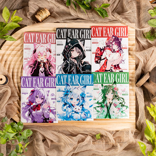 Beautiful Day Shell Light PET Sticker Cat Ear Girl Series Character Theme Hand Account Decoration Material 6