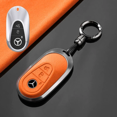Car key bag – c260l glb220 glc a180 - no-specifications-mercedes-benz-c-tarnish-aluminum-alloy-orange-suede-convenient-buckle
