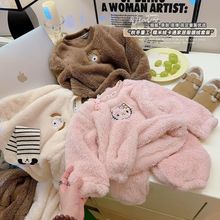 儿童新款睡衣保暖套装秋冬男女童加厚家居服宝宝加绒居家两件套潮