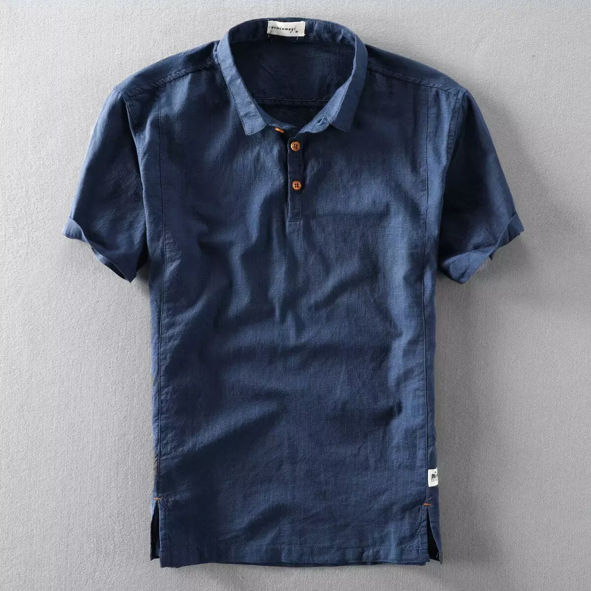 Men's Linen Short Sleeve Shirt Summer Breathable Casual Loose Fit Button Down Shirt_viptrois.com