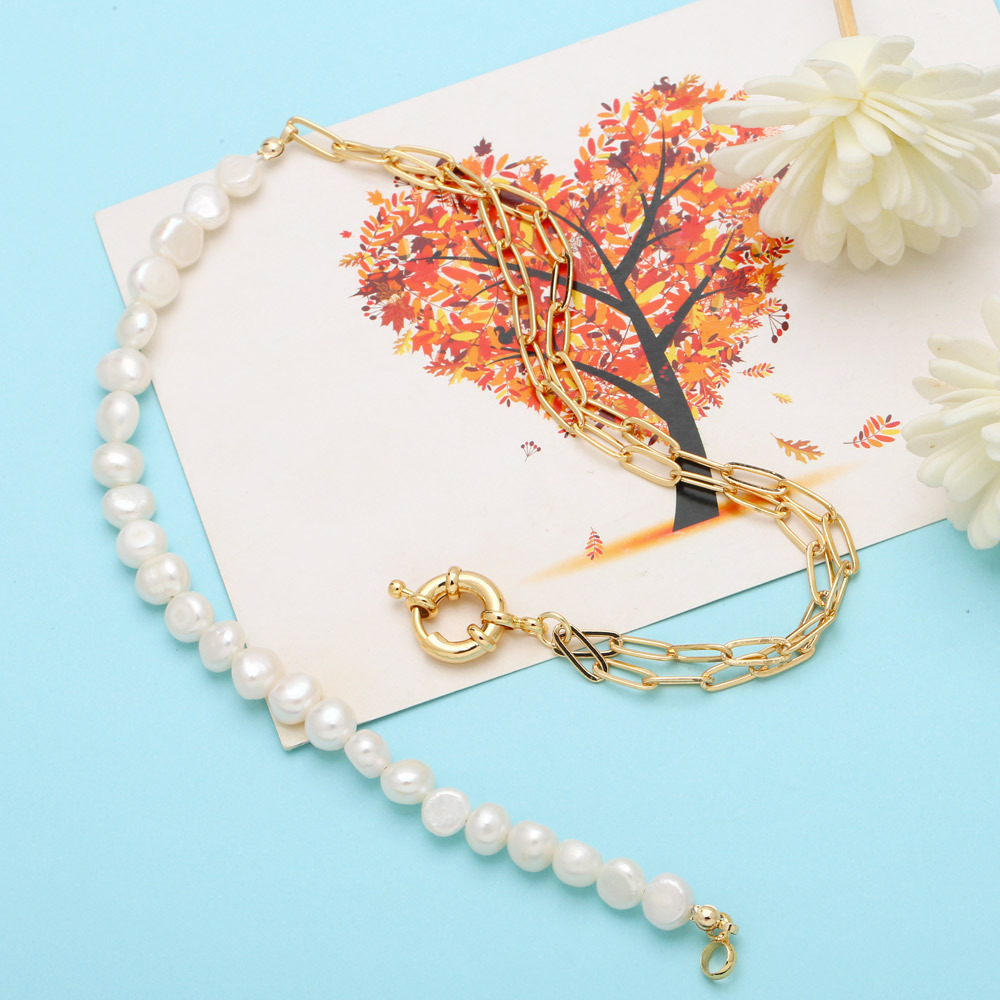 Fashion Round Imitation Pearl Copper Plating Necklace 1 Piece