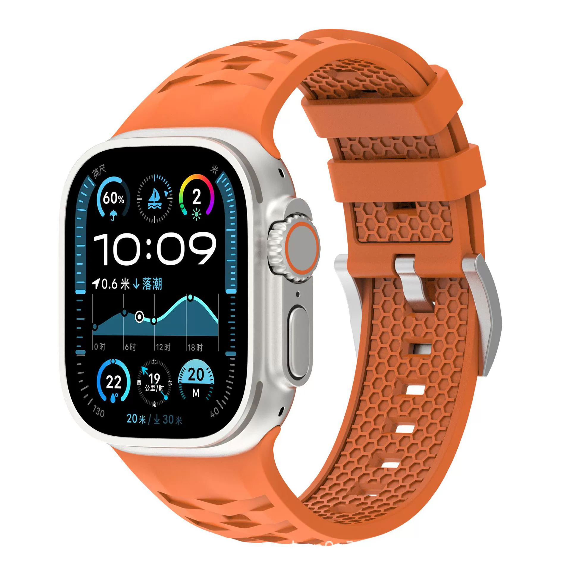 Применимо к высококачественному силиконовому ремешку Apple watch из нержавеющей стали с серебряной пряжкой SE Ultra2 поколения AppleWatch 78910