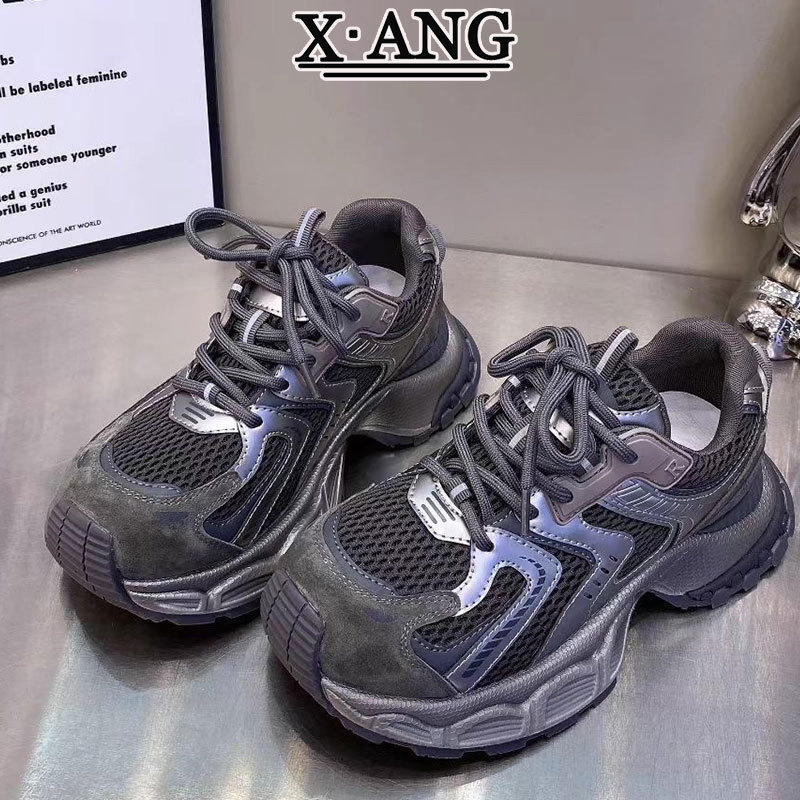 真皮老爹鞋女款2025秋季新款厚底增高女鞋子时尚百搭休闲运动单鞋|undefined
