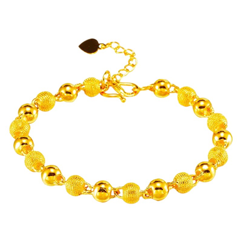 Nuevo simple imitación esmerilado 24K oro sólido pareja pulsera imitación 3D oro duro arena oro hombres y mujeres fábrica venta al por mayor