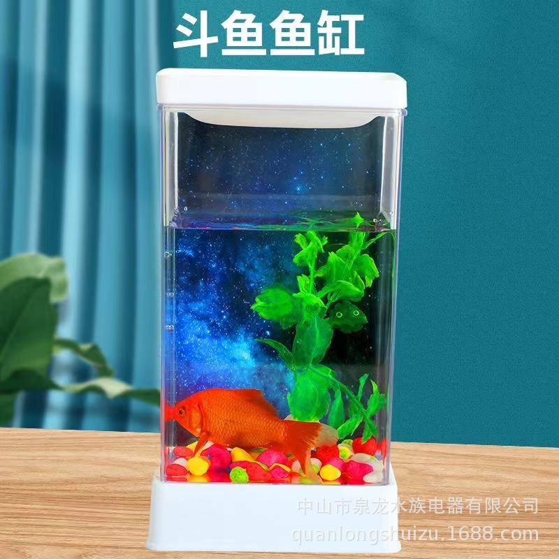 Nuevo escritorio cubo pecera sala de estar escritorio ecológico pecera oficina paisajismo de oficina cultivo de peces mini acuario QL