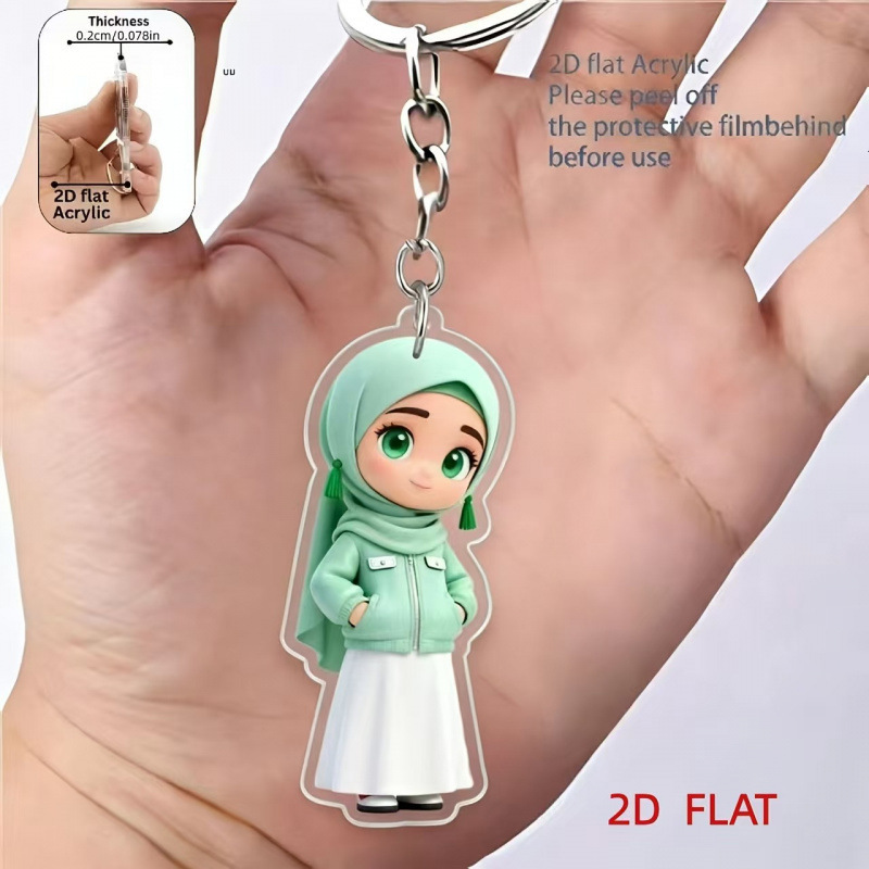 Colgante transfronterizo nuevo plano 2D niña acrílico llavero colgante mochila móvil bolsa de ejercicio colgante equipaje