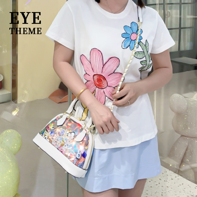 Damas de moda 2025 bolsas transparentes de color TPU de gelatina impresa de diseño de bolsas portátiles de conchas de mano 2779 #