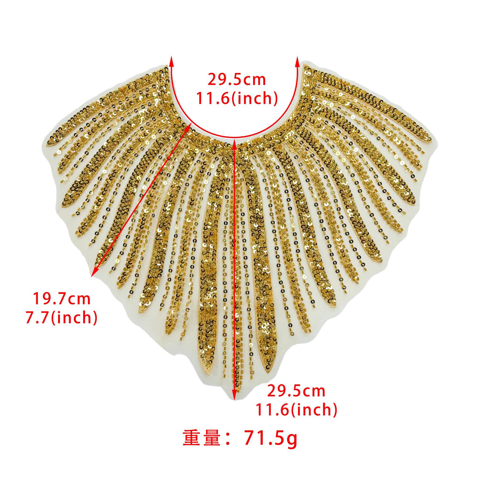 Sequin cuello de cuentas de tubo de bordilla accesorios de decoración de collar negro plata oro sequin cuello accesorios de collar de ropa transpirable image 6