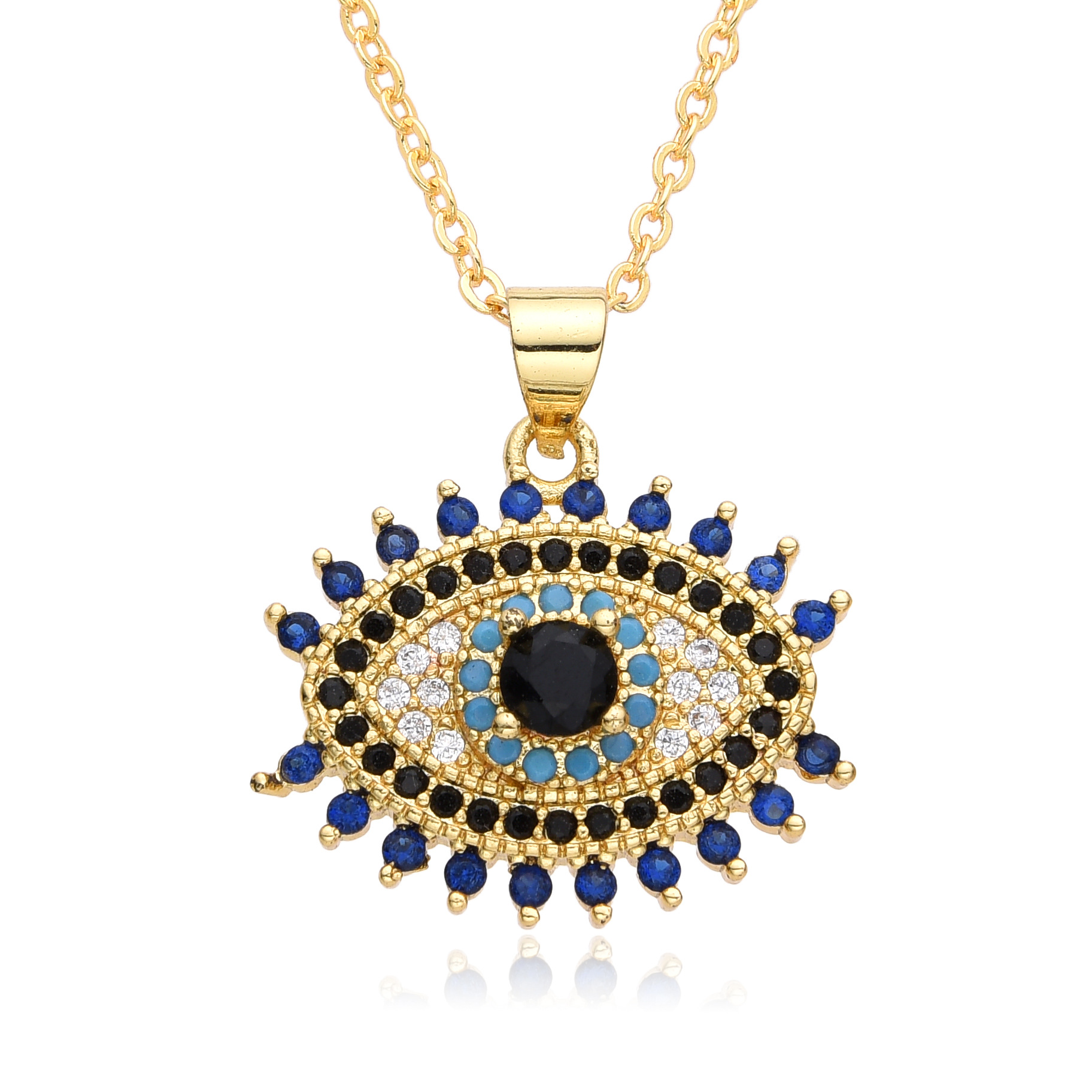 14g Weight Copper Pendant Material Zircon Inlay Material Pendant Necklace Classification Copper Chain Material cable chain Chain Type 1 Piece Quantity Holiday, Daily Occasion Copper Material Eye Pattern Women's Gender Inlay Design Shiny, IG Style Style Copper Inlay Eye Zircon Pendant Necklace 6