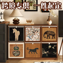 中古风卡莱克格子柜衣服收纳箱大容量折叠布艺收纳筐非藤编整理盒