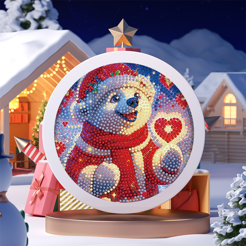 Pintura de Diamantes Navideña Transfronteriza con Marco, Pintura de Diamantes 5D con Pegamento de Puntos, Pintura de Diamantes Hecha a Mano para Niños, Regalo de Año Nuevo