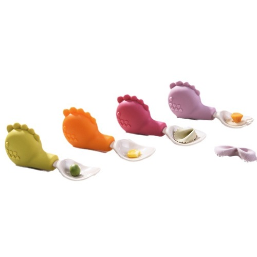 Infant and toddler short handle training fork and spoon combination baby food supplement tableware combination learning eating tool