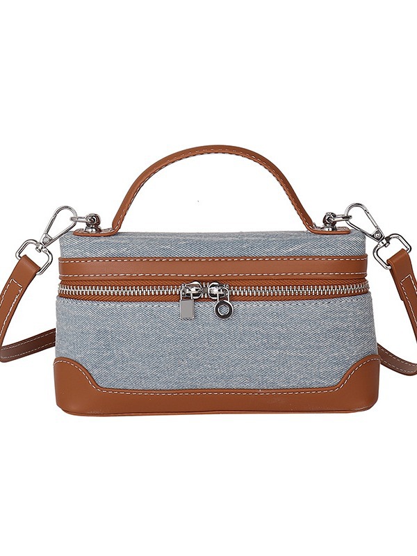 Jean color combinado bolso de mano pequeño bolso cuadrado mujer 2025 nuevo estilo transfronterizo retro moda ocio mochila de hombro
