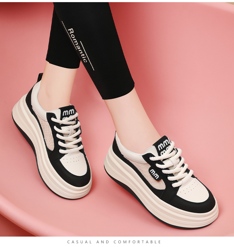 Giày sneaker nữ đế xuồng lưới thoáng khí, đế dày mềm, thời trang đa năng — JST 1802-1 màu đen, JST 1832-1 màu đen, JST 1923 trắng đen, JST 1802- 1m Màu chi tiết 5