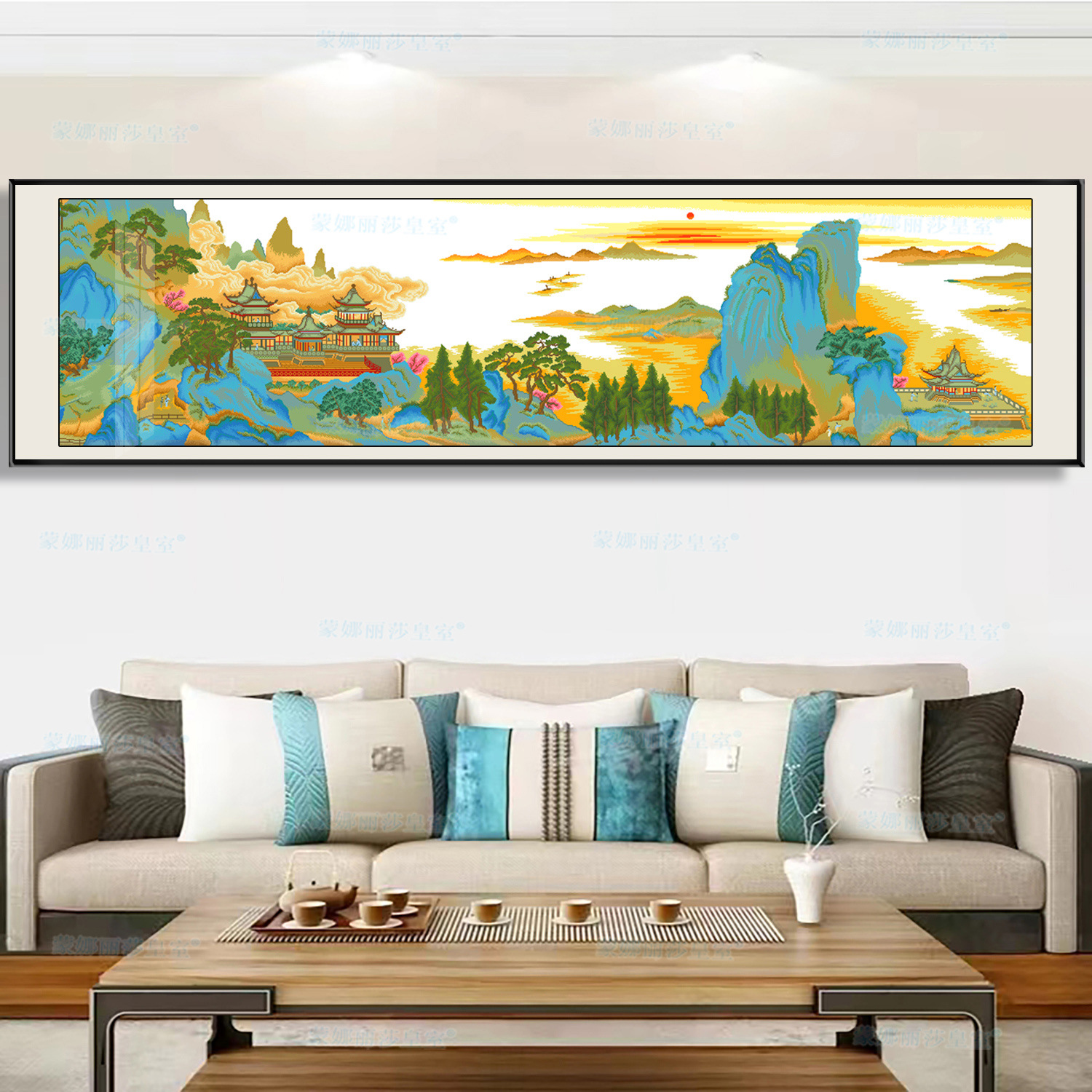 Auténtica Mona Lisa Royal punto de cruz Lingyan Pabellón tela seda antigua Nuevo hilo bordado salón paisaje pintura decorativa image 4