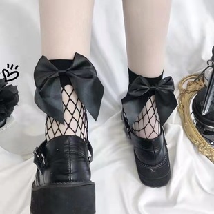 Lolita Socks Women's Medium-size Ins Fishnet Stockings Short Simple Bow Jk Student Cute Socks Sexy