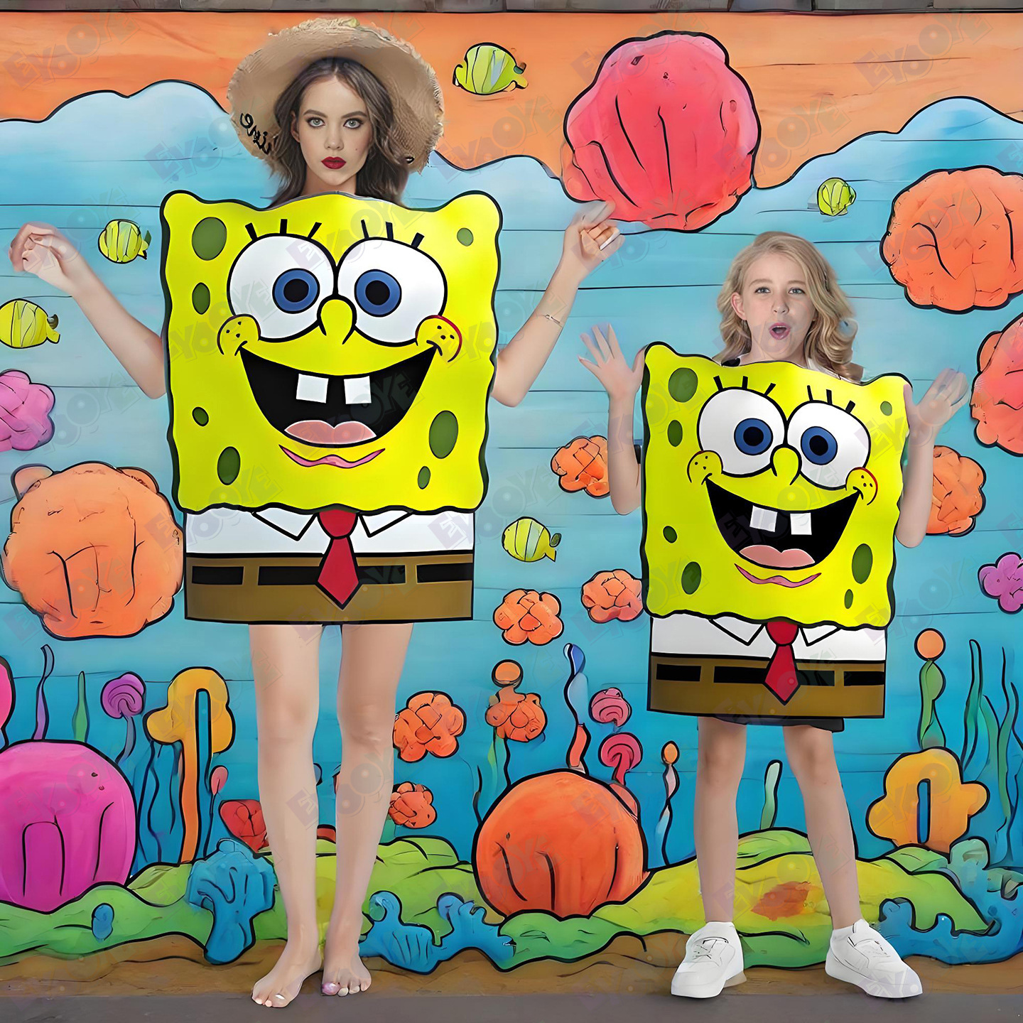 Cross-Border Cartoon Spongebob Squarepants Family Fun Kindergarten Family Activity Party Funny Costumes