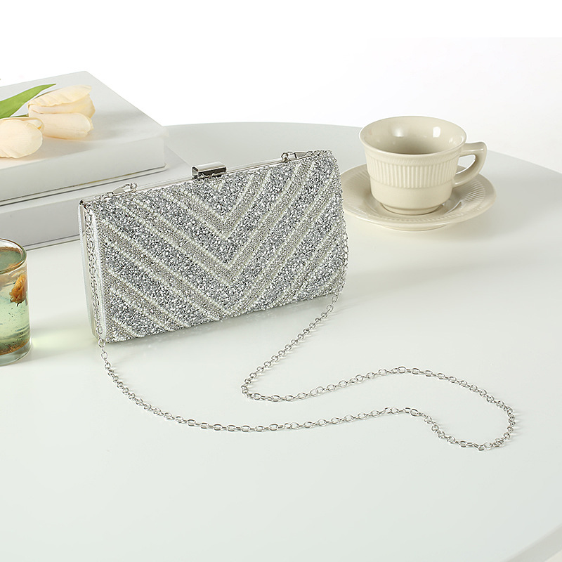 Large capacity diamond studded women's evening bag simple and fashionable rhinestone hand held evening bag_voghion.com