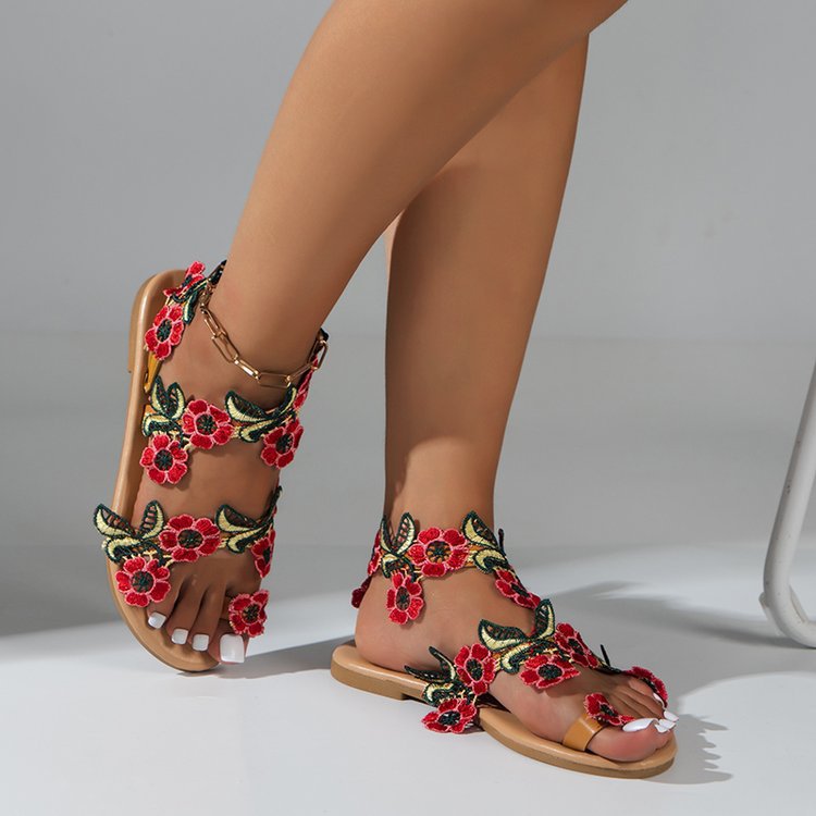 Mujeres Casual Flor Punta Redonda Sandalias De Playa display picture 9