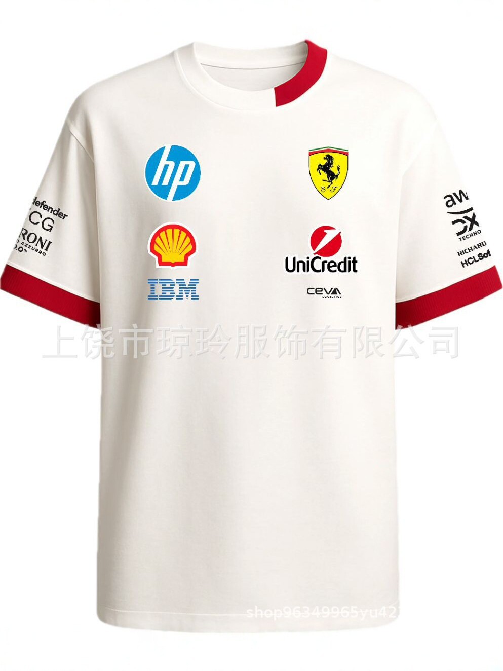 Cross-Border Ferrari Team 3D Printed Short-Sleeved T-Shirt for Men, Quick-Drying Breathable Sports Round-Neck Football Uniform, Quick-Drying T-Shirt for Men