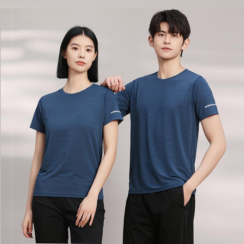 Ice Silk T-Shirt Sweat-absorbent Work Clothes Printed LOGO Summer Round Neck Short-sleeved Quick-drying Clothes Sports T-shirt Frock Men