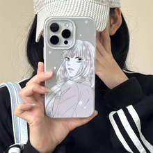 二次元动漫电镀灰色黑沼爽子适用iPhone16苹果15ProMax手机壳14潮