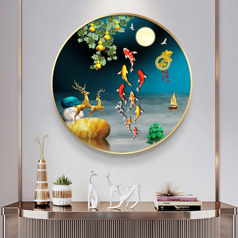 Nueve peces cuadros redondos porche pinturas decorativas lujosas pasillo fantasía pasillo comedor pinturas colgadas fondo de sofá sala de estar