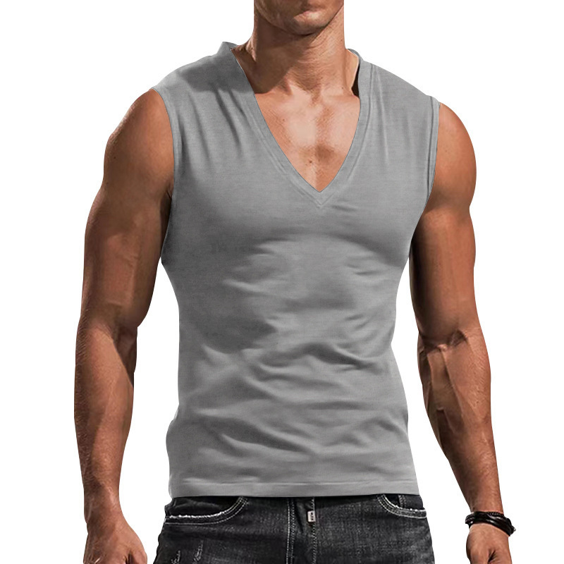 Hombres Color Sólido Camisetas Sin Mangas Con Espalda Cruzada Ropa Hombre display picture 13