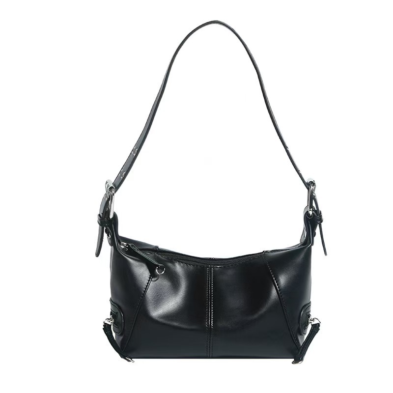 Retro Motorcycle Shoulder Bag For Women Large Capacity Leather Handbag_voghion.com