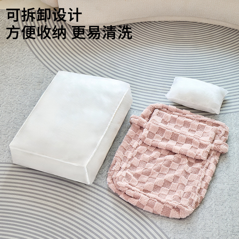 猫窝垫宠物坐垫猫咪幼猫四季通用睡垫睡觉保暖加厚棋盘格狗窝垫子|undefined