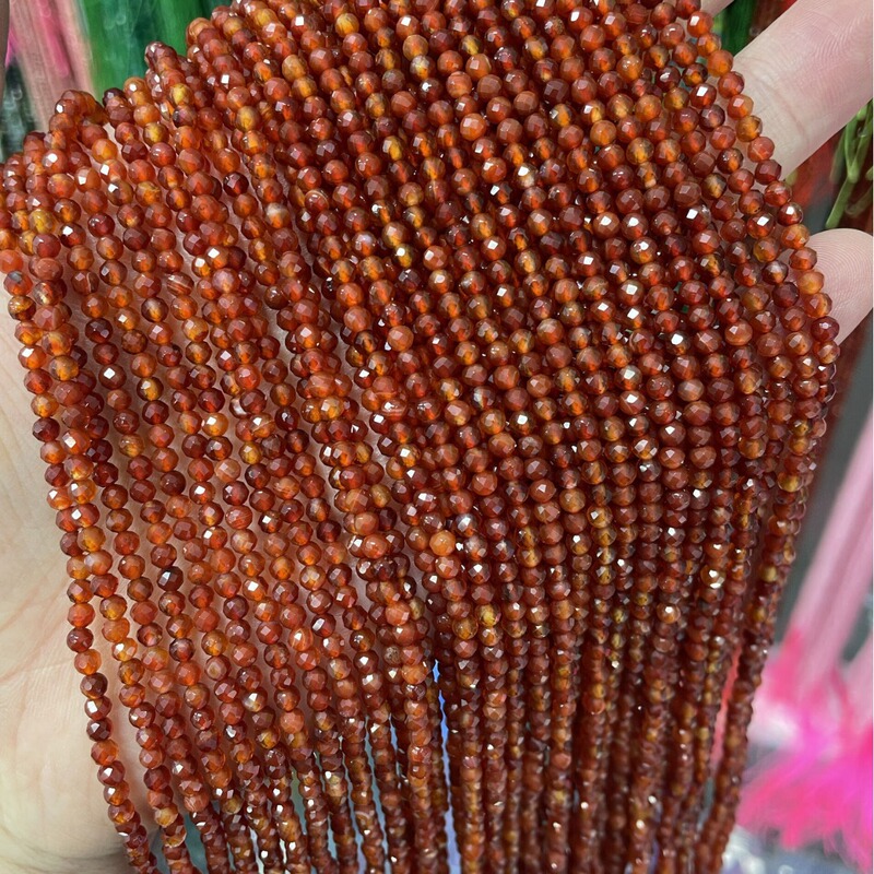 3mm Natural Crystal Red Agate Faceted Loose Beads Semi-finished Products
