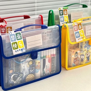 A4 Satchel Document Bag Information Bag Stereo Large Capacity Student Test Paper Textbook Information Storage Bag Waterproof and Portable