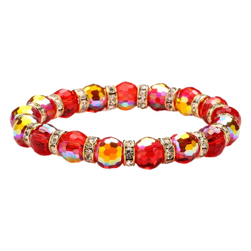 Estilo coreano Super brillante colorido cristal 96 granos de la tierra de la superficie de corte de 10MM cristal de cristal multi-color pulsera de cuentas pulsera