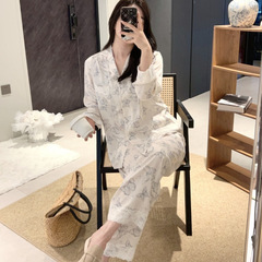 【浮蝶织梦】蕾丝睡衣女士春秋季冰丝少女开衫蝴蝶印花仙女家居服