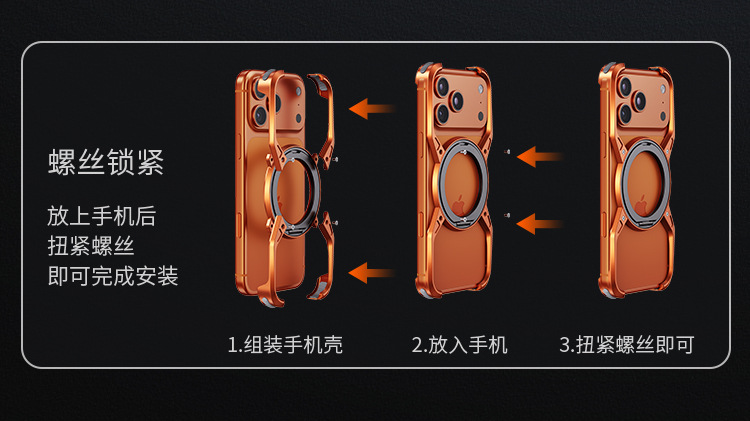 Ốp lưng iPhone tản nhiệt khung nhôm chống sốc, đế xoay nam châm, thiết kế không viền — Bạc, Xám, Xanh dương, Cam chi tiết 9