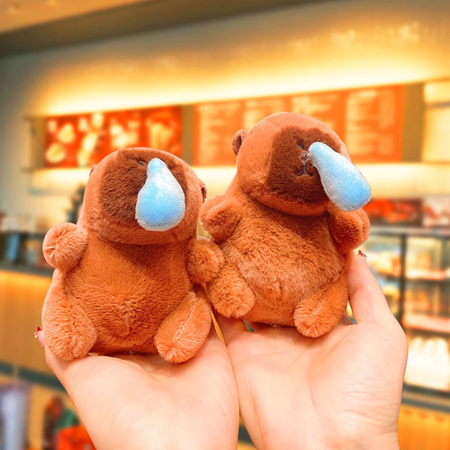 Nose droplet Kapibara backpack keychain plush car key holder wholesale gift doll figurine cute