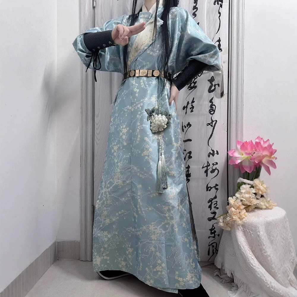 Оригинальный парчовый халат в стиле Ханфу Тан с круглым вырезом, новая модель 2025 года, джентльменский стиль, свободный халат унисекс, комплект для отдыха