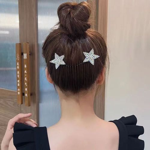 Rhinestone star broken hair comb women's broken hair finishing artifact invisible back head hair plate children's dance hairpin insert comb