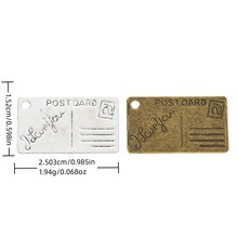 DIY饰品配件复古锌合金 明信片挂件 文具 zakka批发厂家直销3098