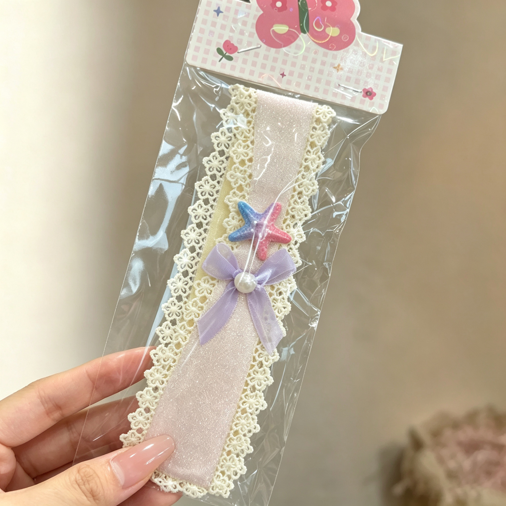 8# ピンクヒトデヘアピン - 周囲約 33 センチメートル * 生地 + アクリル