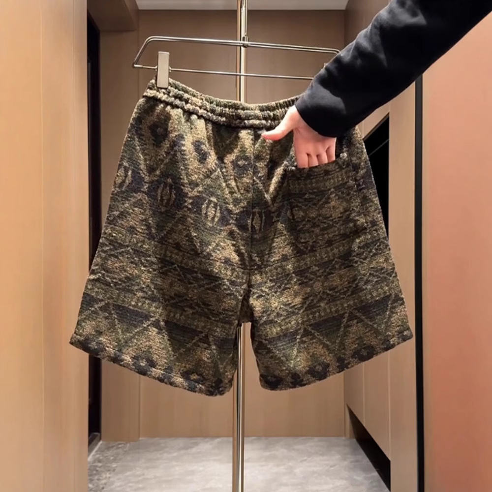Men's Retro Plaid Loose Fit Shorts National Trend Style Summer Casual Sports Breeches Five Point Pants Trendy Brand_viptrois.com